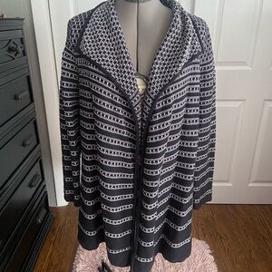 Dana Buchman Black and White Striped Cardigan